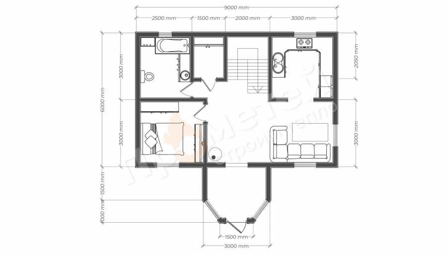 Планировка Каркасный дом 6x9 | 120м², 1.5 этажный