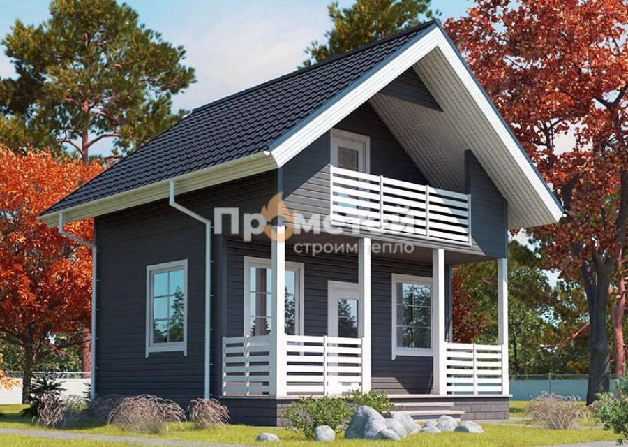 Каркасный дом 6x6 | 72м², 1.5 этажный