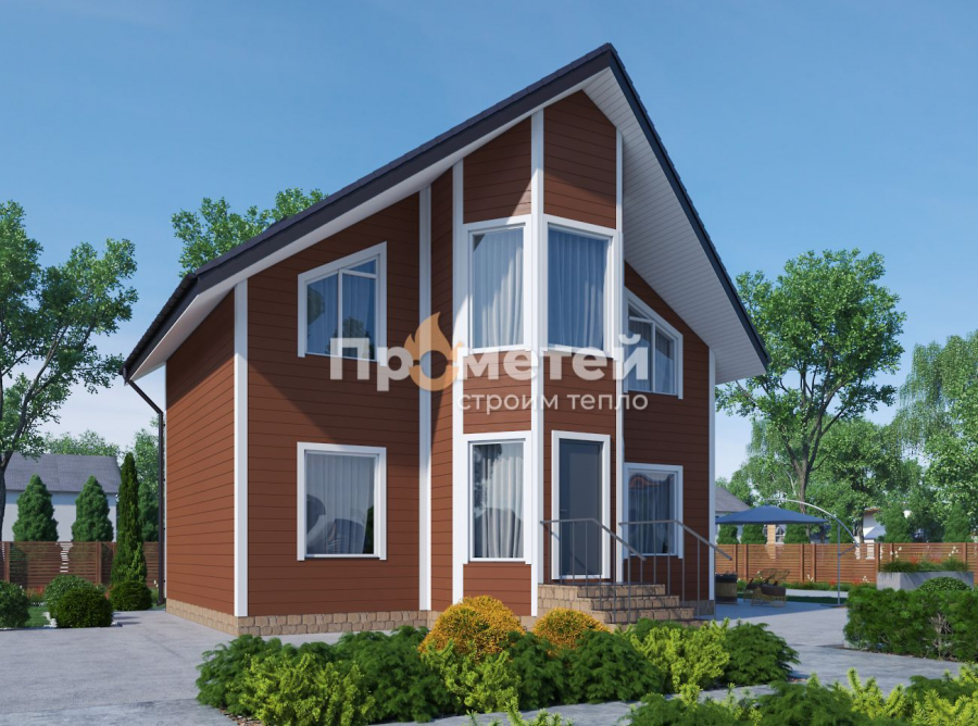 Каркасный дом 6x9 | 123м², 1.5 этажный