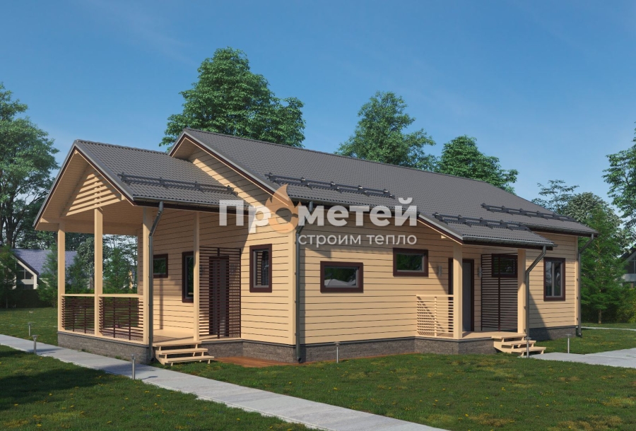 Каркасный дом 12x8 | 115м², 1 этажный