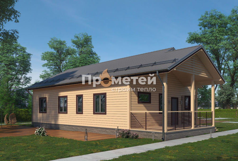 Каркасный дом 12x8 | 115м², 1 этажный