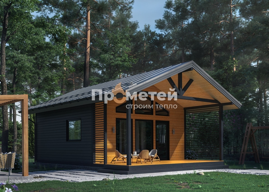 Каркасный дом 8.5x6 | 51м², 1 этажный