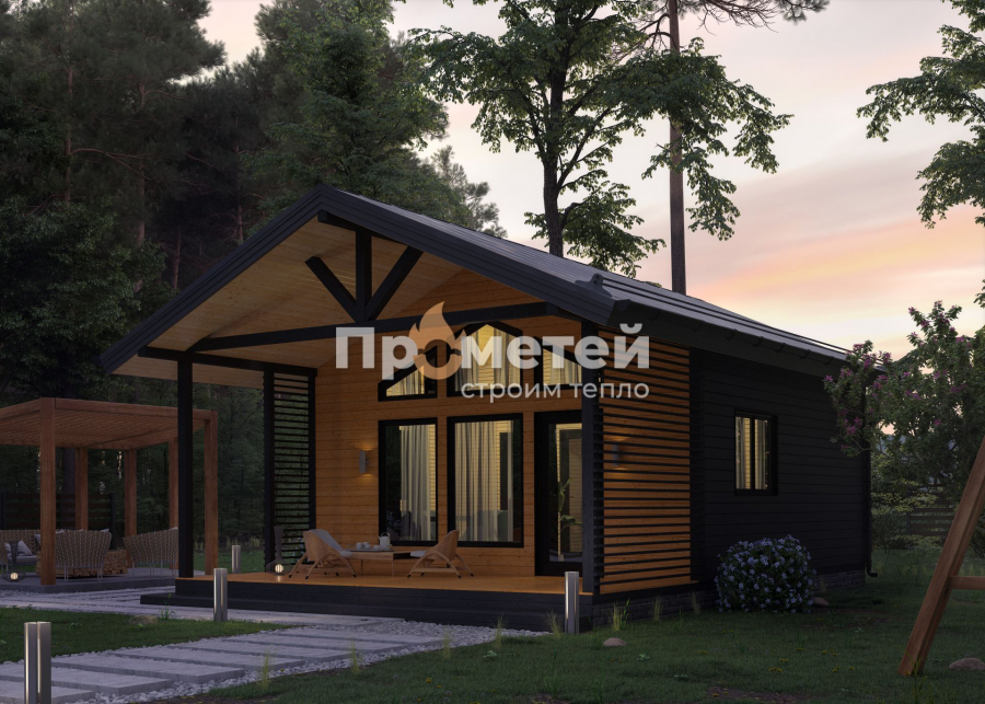 Каркасный дом 8.5x6 | 51м², 1 этажный