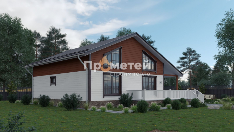 Каркасный дом 13x11 | 232.4м², 1.5 этажный