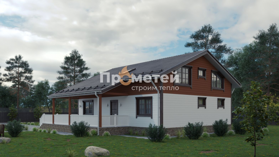 Каркасный дом 13x11 | 232.4м², 1.5 этажный