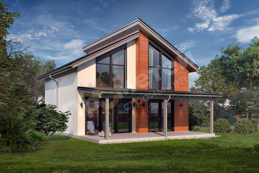 Каркасный дом 14.5x9 | 173м², 2 этажный