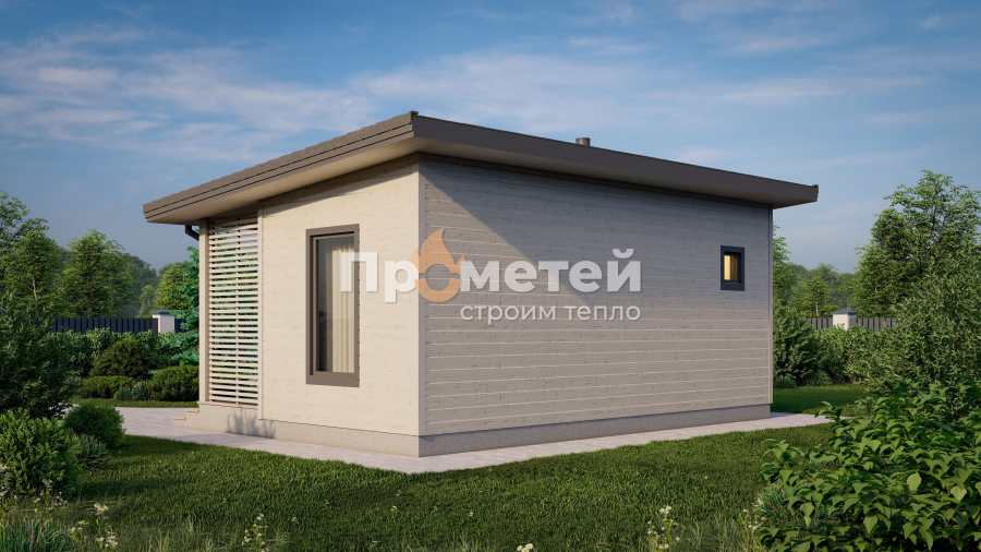 Каркасная баня 6х4м Б-24 с террасой