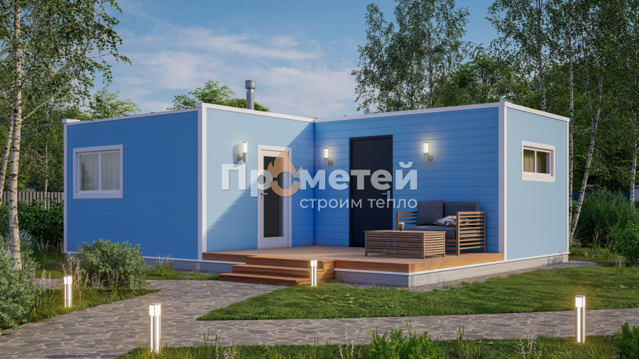 Модульная баня 6х8м МБ-48 с террасой