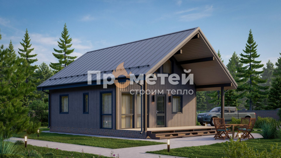Каркасный дом 9.65x8.5 | 139м², 1.5 этажный