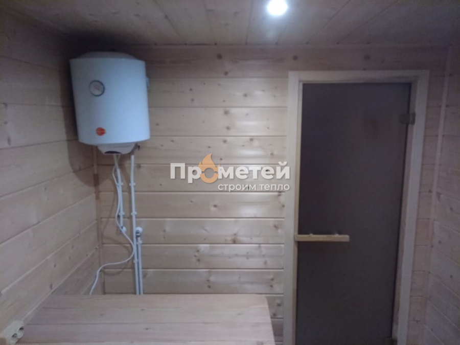 Каркасная баня 2.5x8 метров с террасой