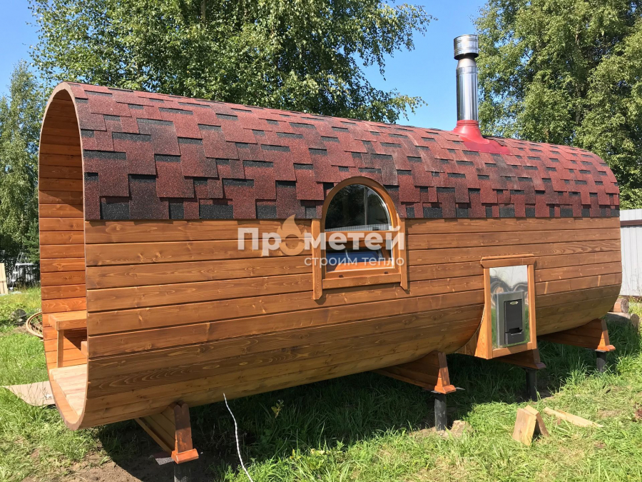 Квадро баня бочка 5.5 метров с террасой