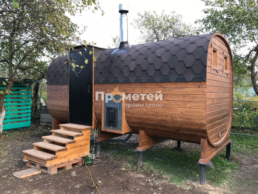 Квадро баня бочка 5 метров с боковым входом