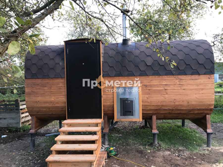 Квадро баня бочка 5 метров с боковым входом