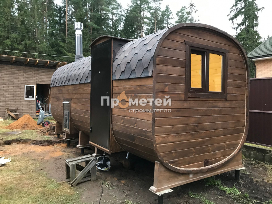 Квадро баня бочка 6 метров с боковым входом