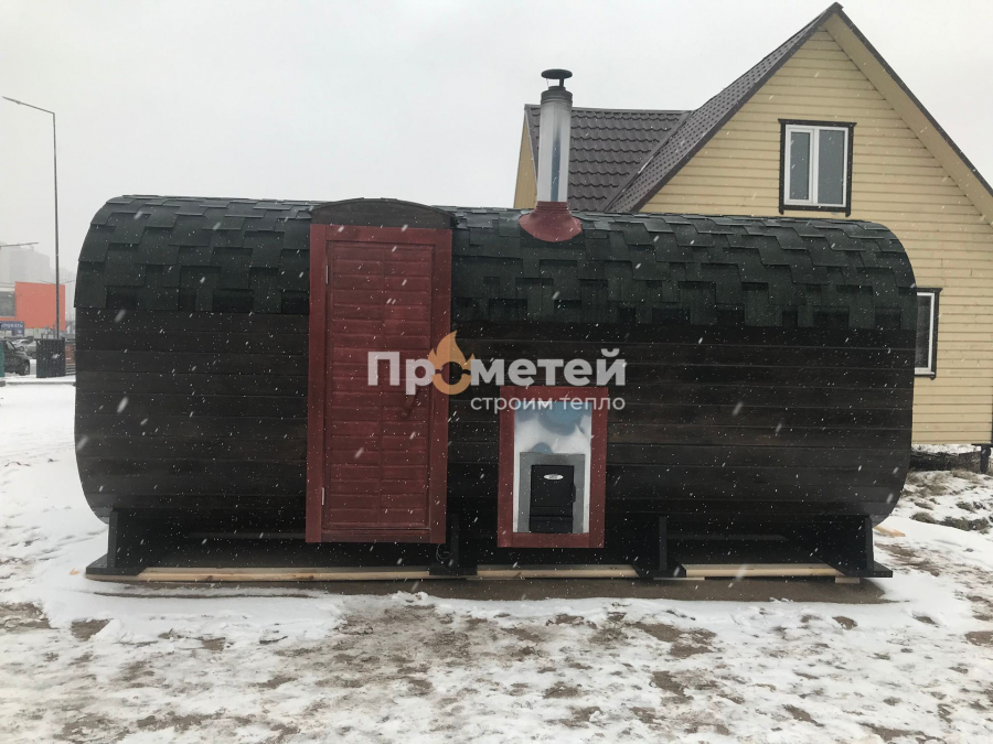 Квадро баня бочка 5 метров с боковым входом