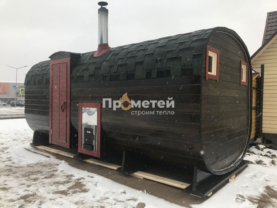 Квадро баня бочка 5 метров с боковым входом