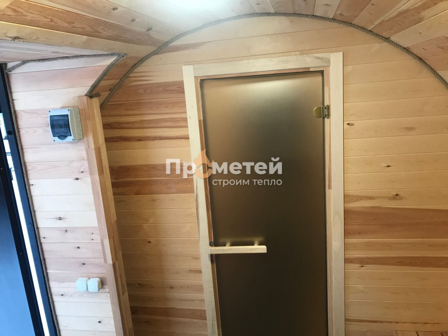 Круглая баня бочка 6 метров с боковым входом