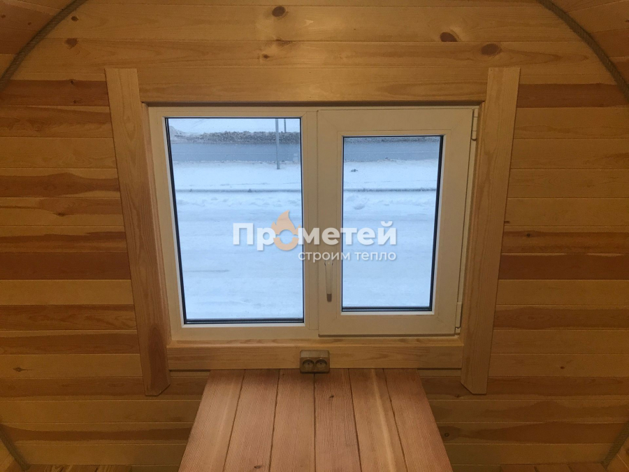 Круглая баня бочка 6 метров с боковым входом