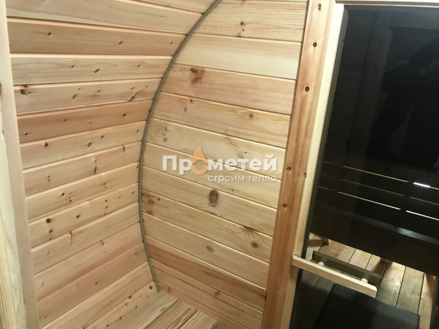 Круглая баня бочка 6 метров с боковым входом