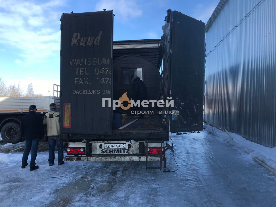Круглая баня бочка 6 метров с боковым входом