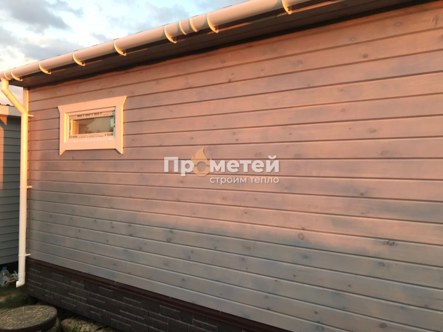 Каркасная баня 3x6 метров с террасой