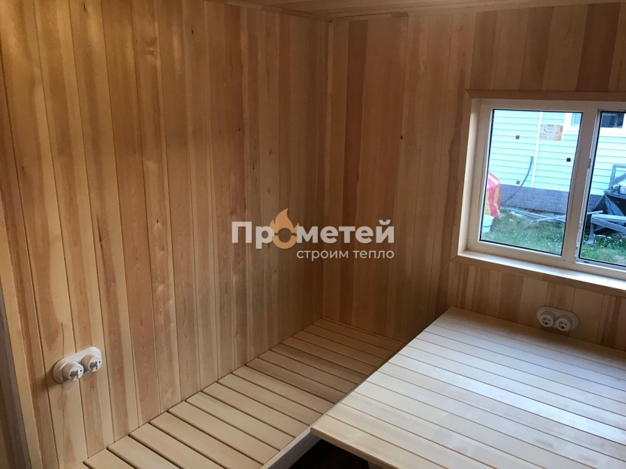 Каркасная баня 3x6 метров с террасой