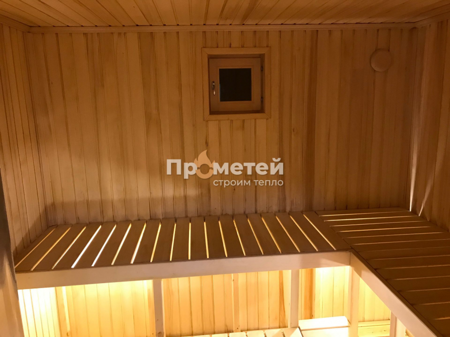 Каркасная баня 4.5x6 метров с террасой