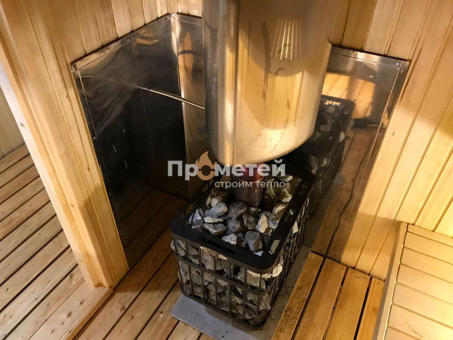 Каркасная баня 4.5x6 метров с террасой