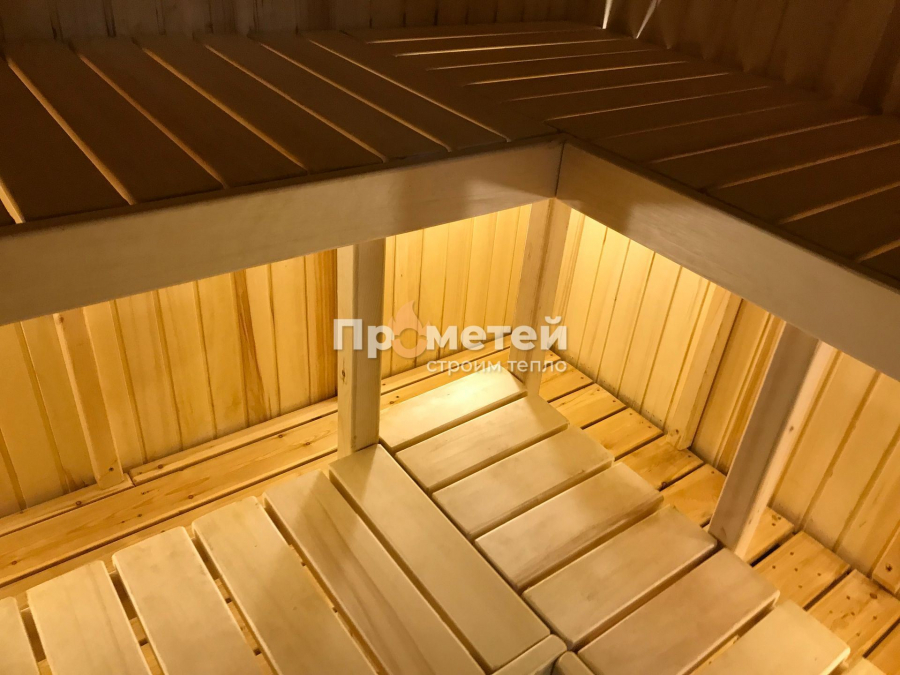 Каркасная баня 4.5x6 метров с террасой