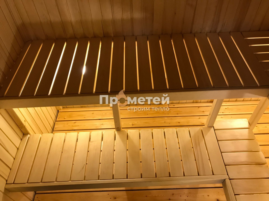 Каркасная баня 4.5x6 метров с террасой