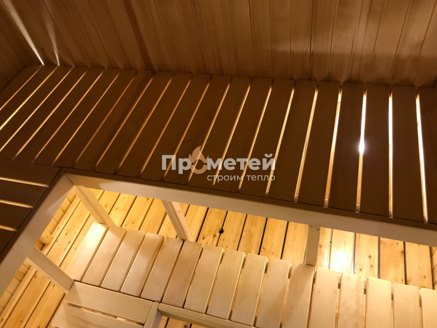 Каркасная баня 4.5x6 метров с террасой