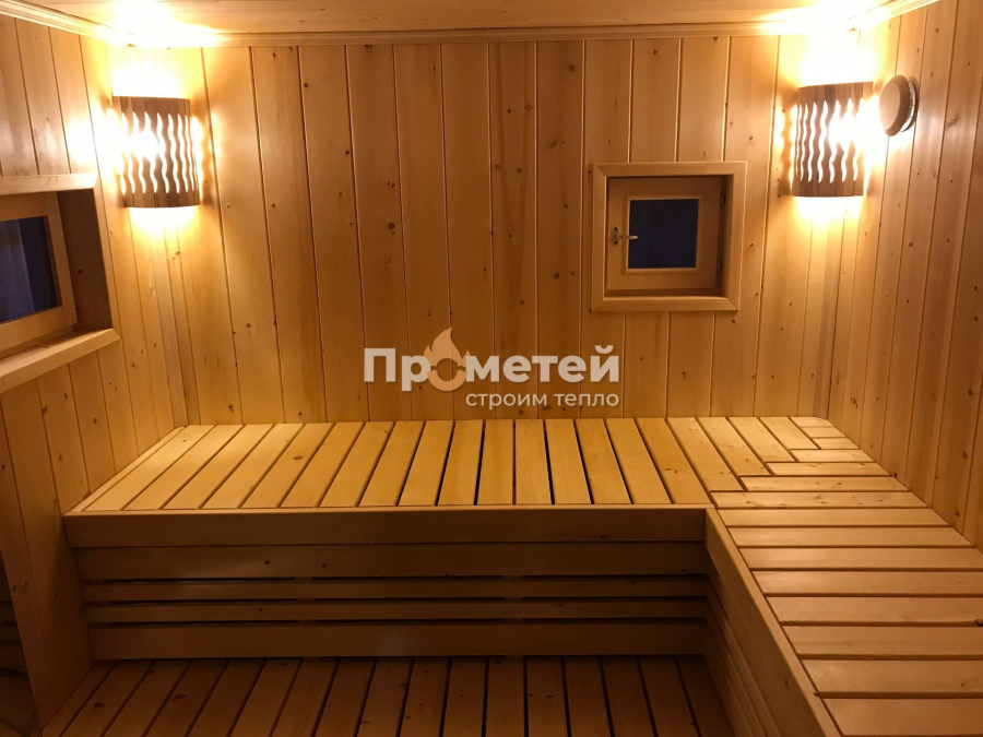 Каркасная баня Норд 2.5x6 метров с навесами