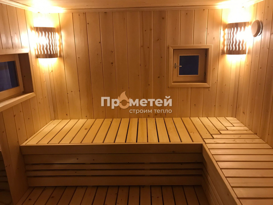 Каркасная баня Норд 2.5x6 метров с навесами