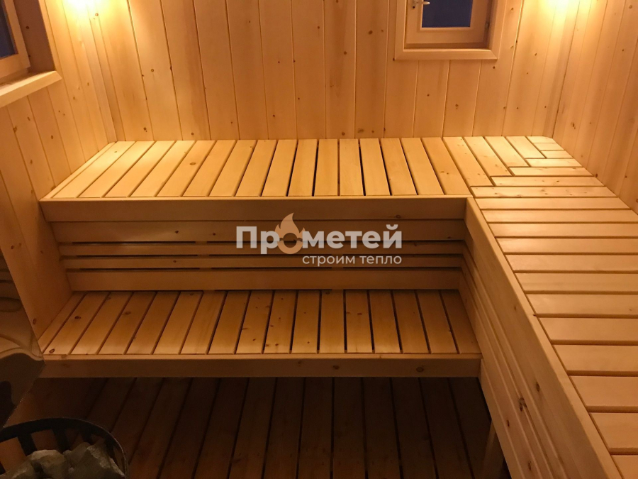 Каркасная баня Норд 2.5x6 метров с навесами