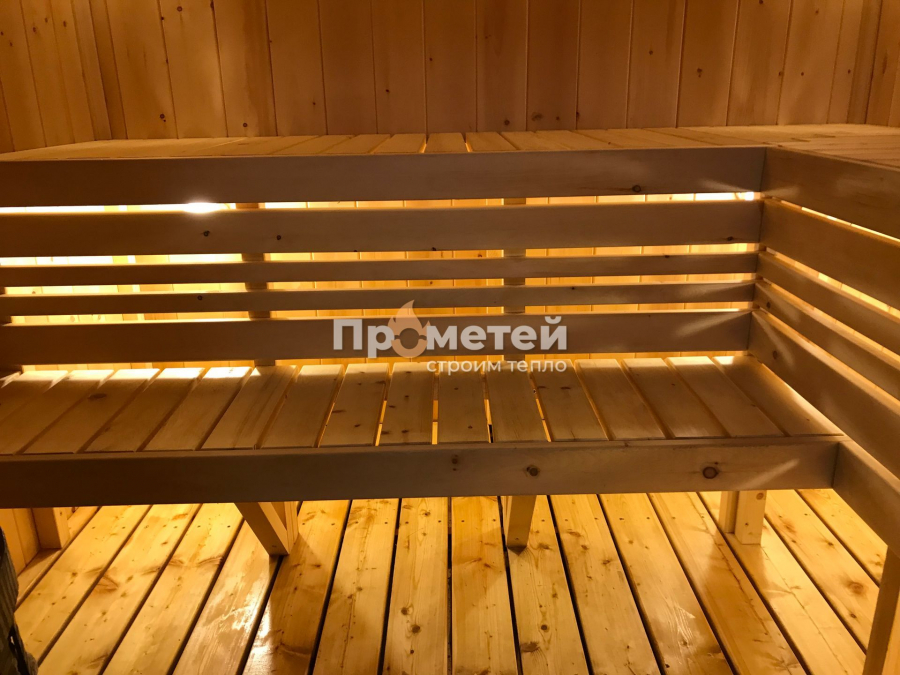 Каркасная баня Норд 2.5x6 метров с навесами