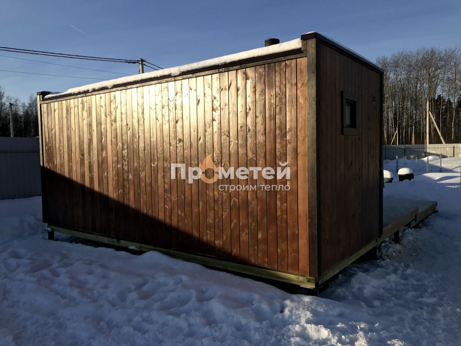 Г-образная каркасная баня Норд 2.5x6 метров с модулем 2.5x3 метра