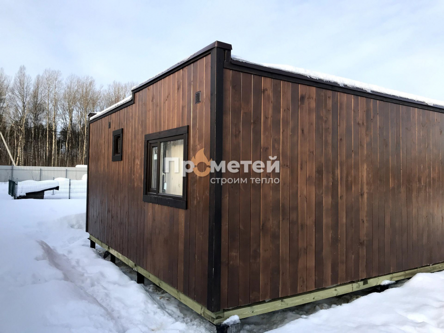 Г-образная каркасная баня Норд 2.5x6 метров с модулем 2.5x3 метра