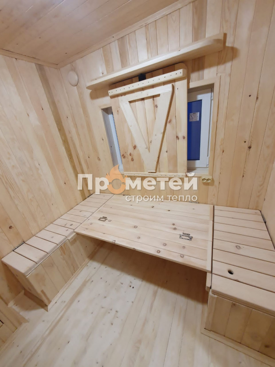 Г-образная каркасная баня Норд 2.5x6 метров с модулем 2.5x3 метра