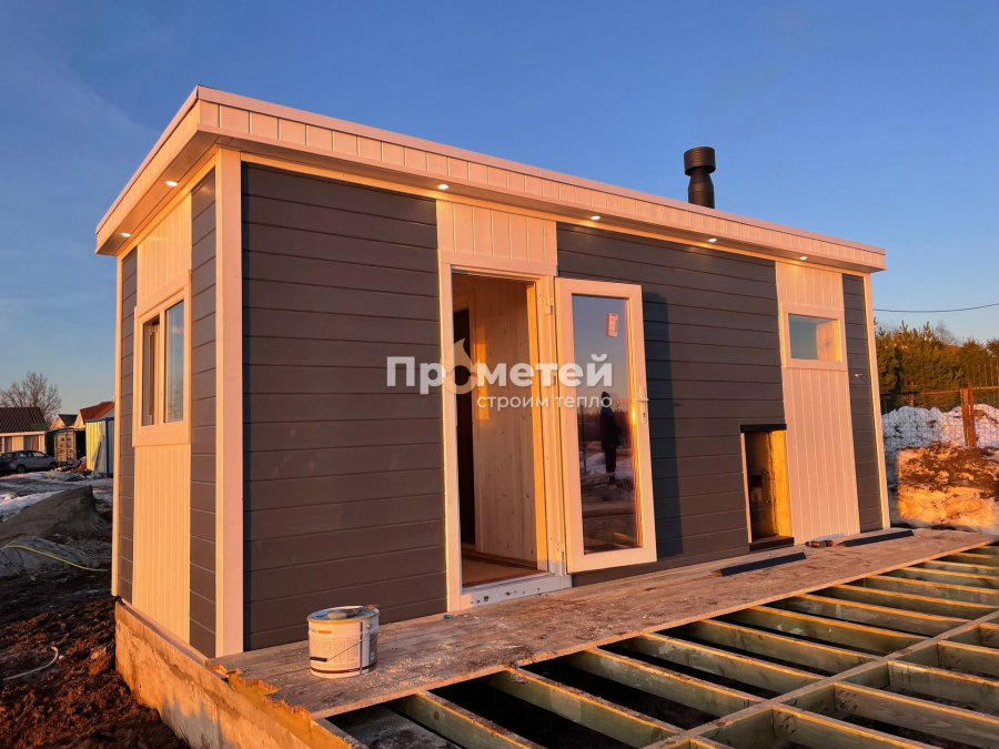 Каркасная баня Норд 2.5x6 метров