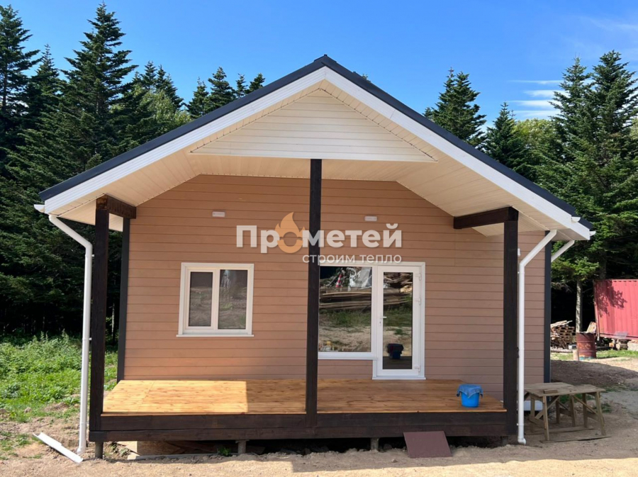 Каркасный 1-этажный дом 12x8 метров с сауной