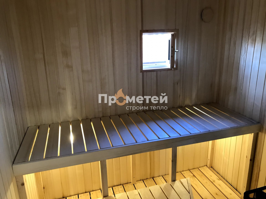 Г-образная каркасная баня Норд 2.5x5 метров с модулем 2.5х3 метра