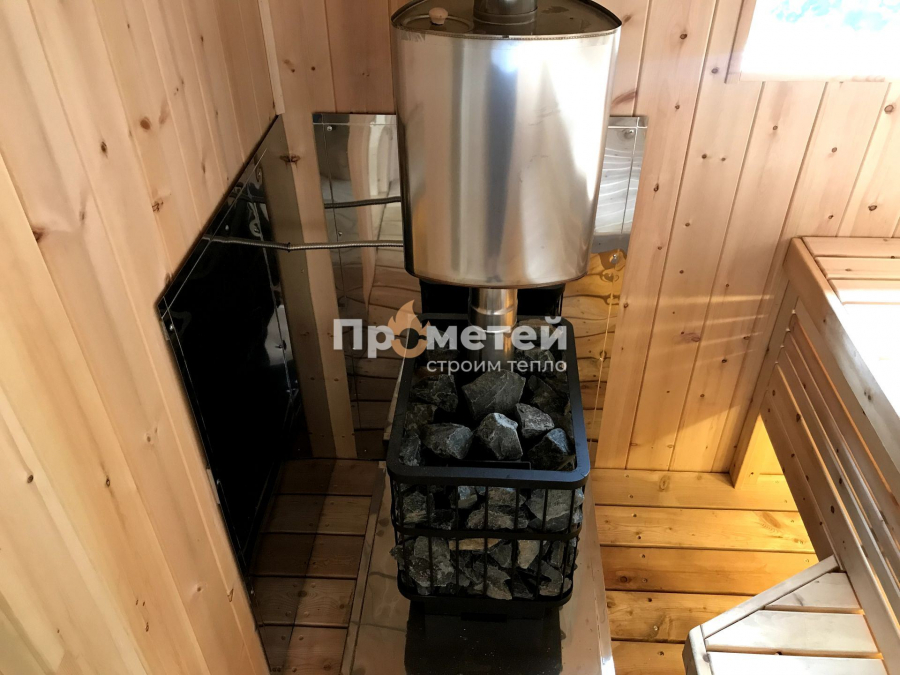 Каркасная баня Норд 2.5x6 метров с террасой