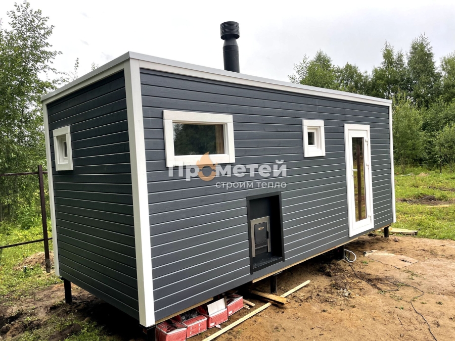 Каркасная баня Норд 2.5x6 метров