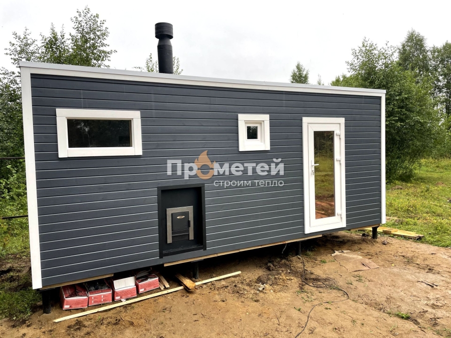 Каркасная баня Норд 2.5x6 метров