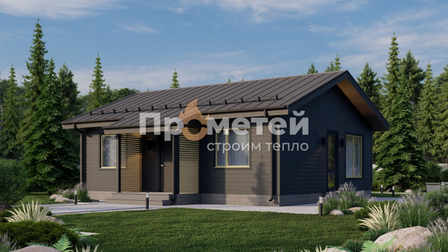 Каркасный дом 8x9.5 | 79м², 1 этажный