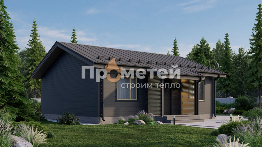 Каркасный дом 8x9.5 | 79м², 1 этажный