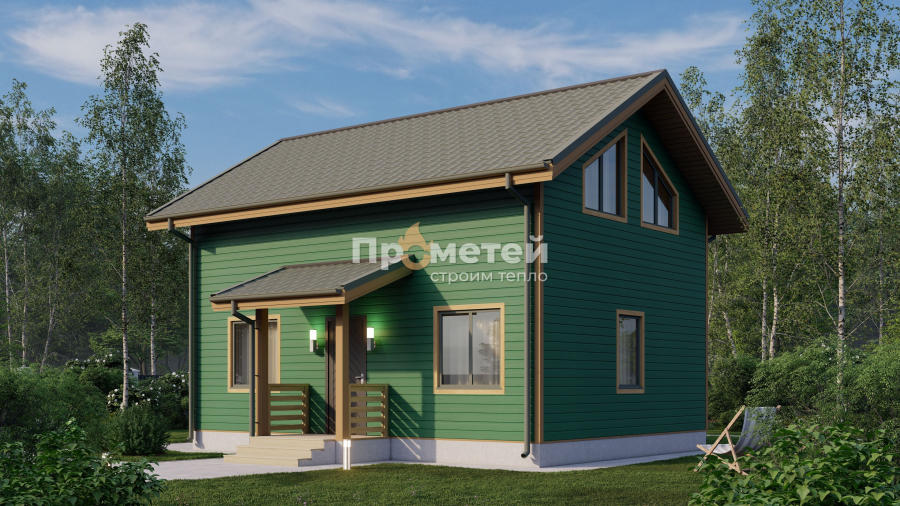 Каркасный дом 6x8 | 98.4м², 1.5 этажный