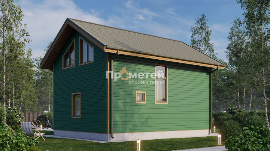 Каркасный дом 6x8 | 98.4м², 1.5 этажный