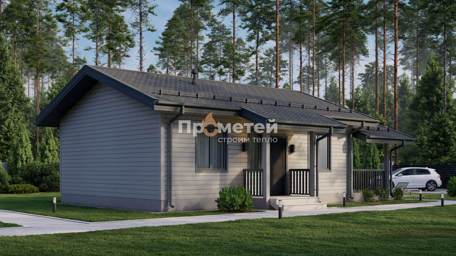 Каркасный дом 7x11.5 | 83м², 1 этажный