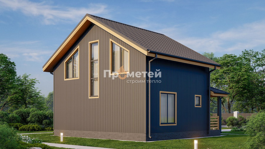 Каркасный дом 6x8 | 108м², 1.5 этажный